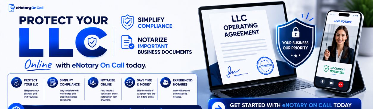 Protect your LLC, simplify compliance, and notarize important business documents online with eNotary On Call today.