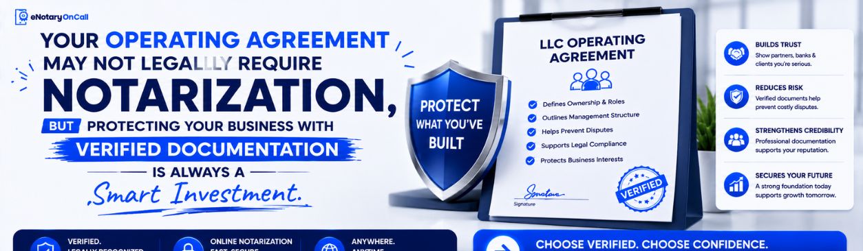 Your operating agreement may not legally require notarization, but protecting your business with verified documentation is always a smart investment.