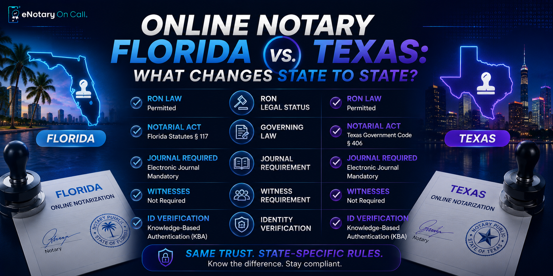 Online Notary Florida vs. Online Notary Texas What Changes State to State
