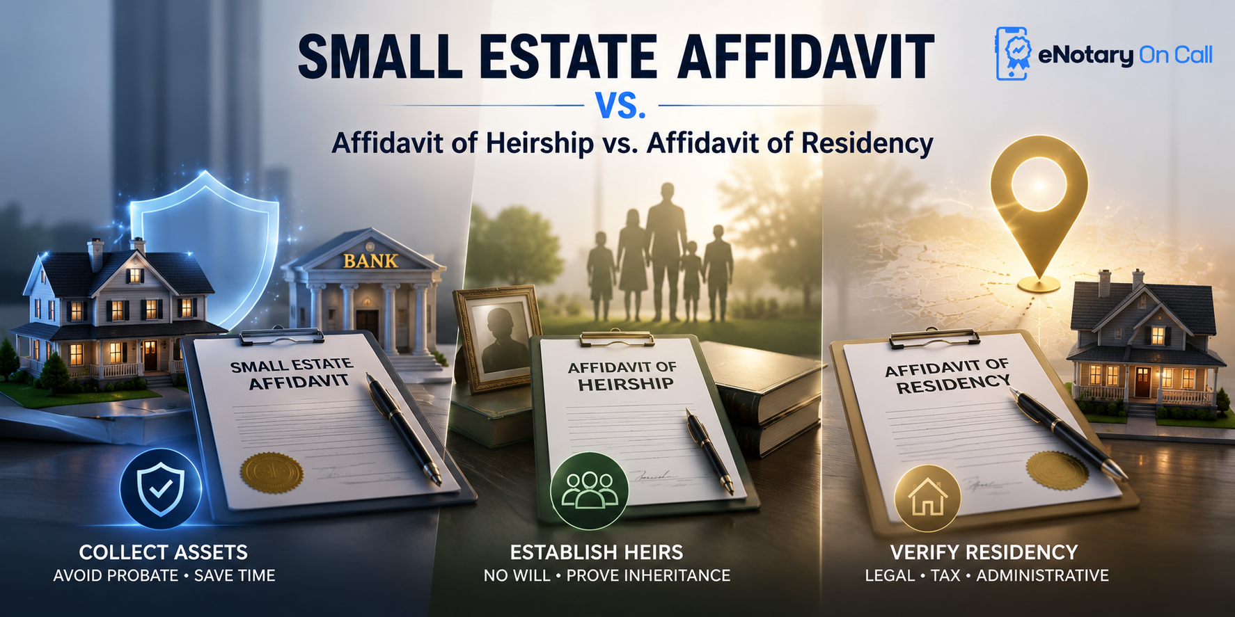 Small Estate Affidavit vs Affidavit of Heirship vs Affidavit of Residency